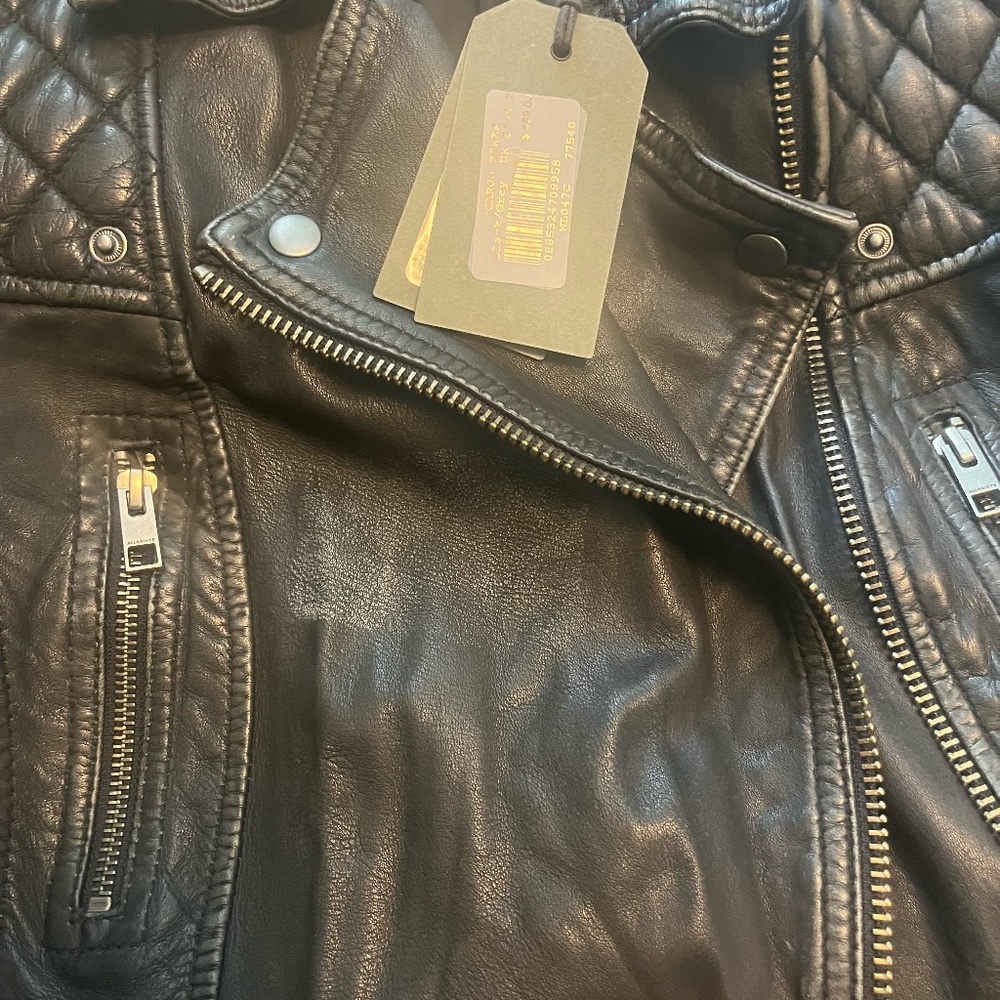 ALL SAINTS - Cargo Leather Biker Jacket black